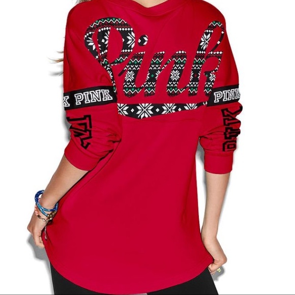 PINK Victoria's Secret Tops - HTF PINK holiday crew / pullover